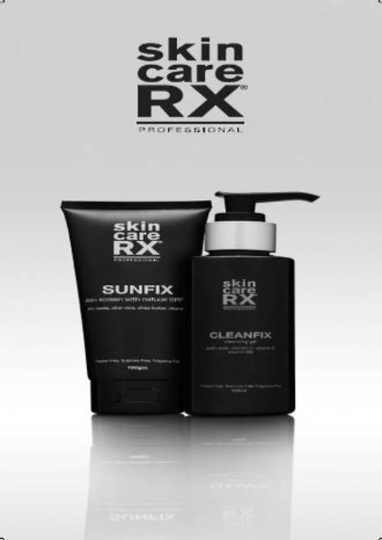 SkincareRX Pull Up Banner on  'X' Stand - Sunfix & Cleanfix image 0